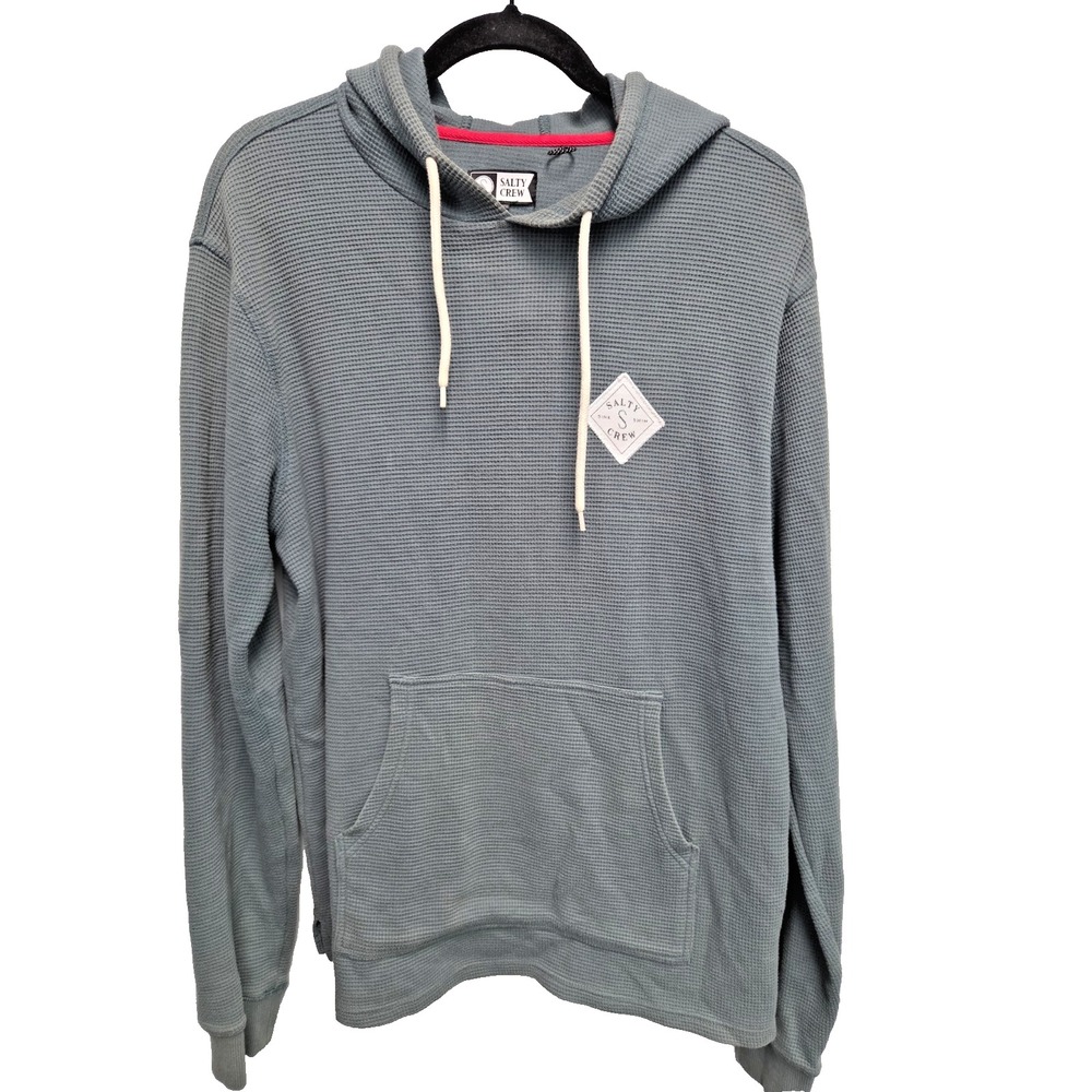 Salty Crew Men's M Thermal Waffle Knit Hoodie Kangaroo Pocket Logo